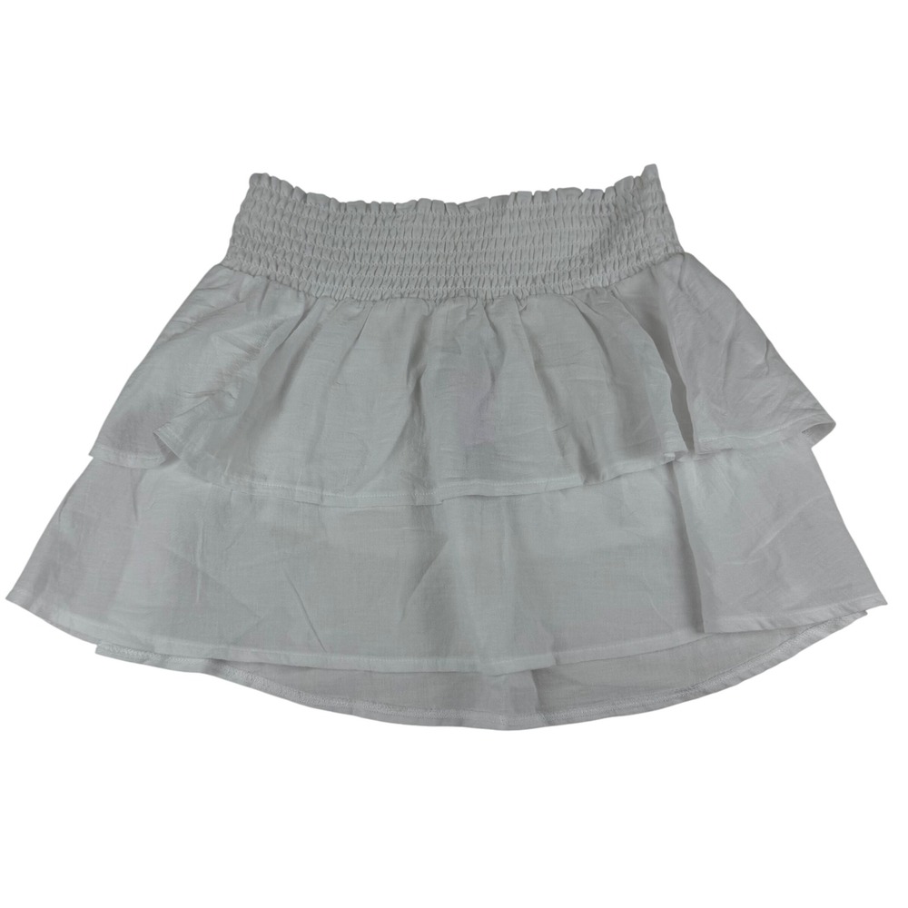Wild Fable White Smocked Tiered Ruffle Cotton Mini Skirt XS 0-2
